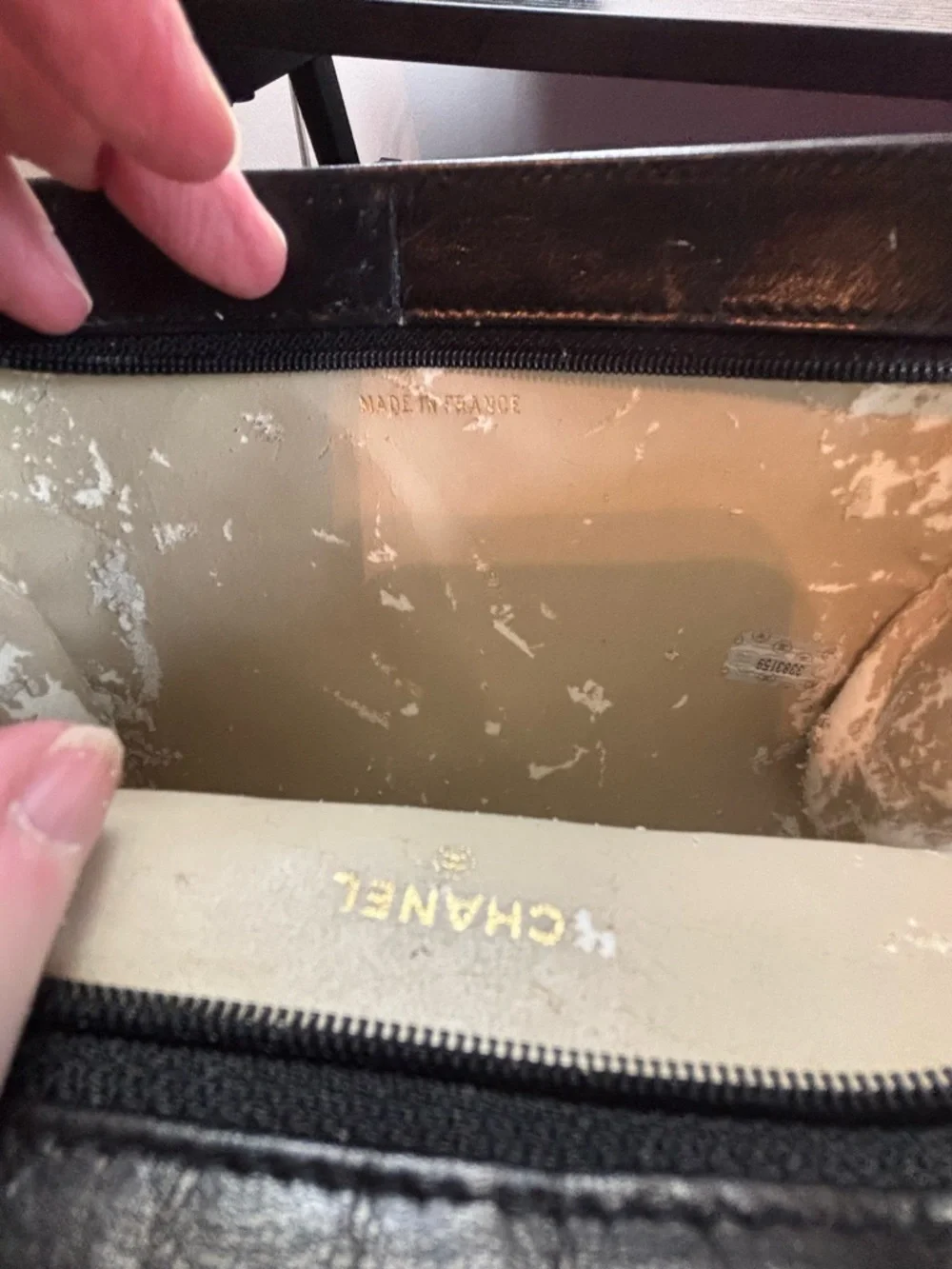 Authentic Vintage Chanel Black Patent Leather Pouch – WOC Conversion with Card